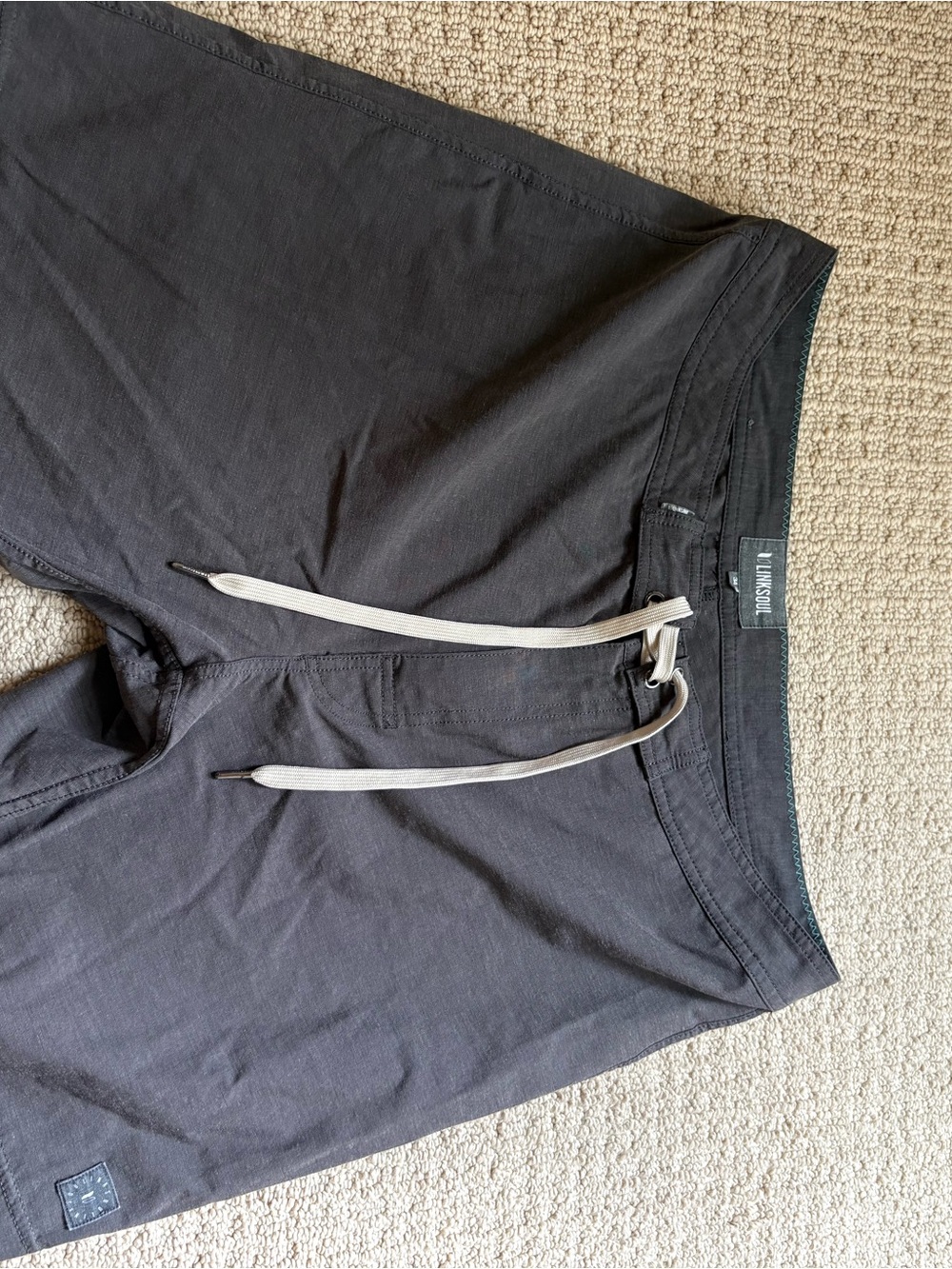 Linksoul Men's Black Hybrid Shorts with Gray Drawstring